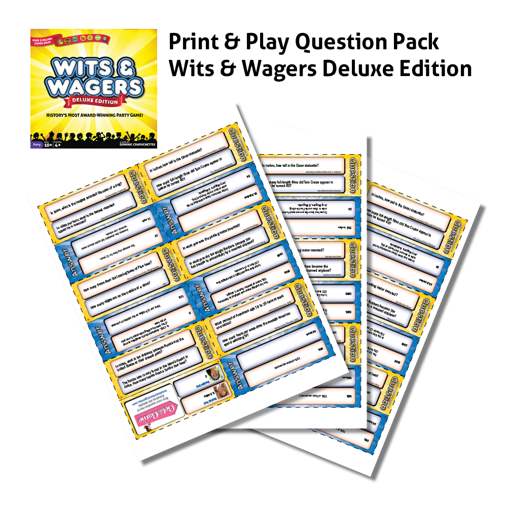 Wits & Wagers Deluxe Question Cards Print & Play.