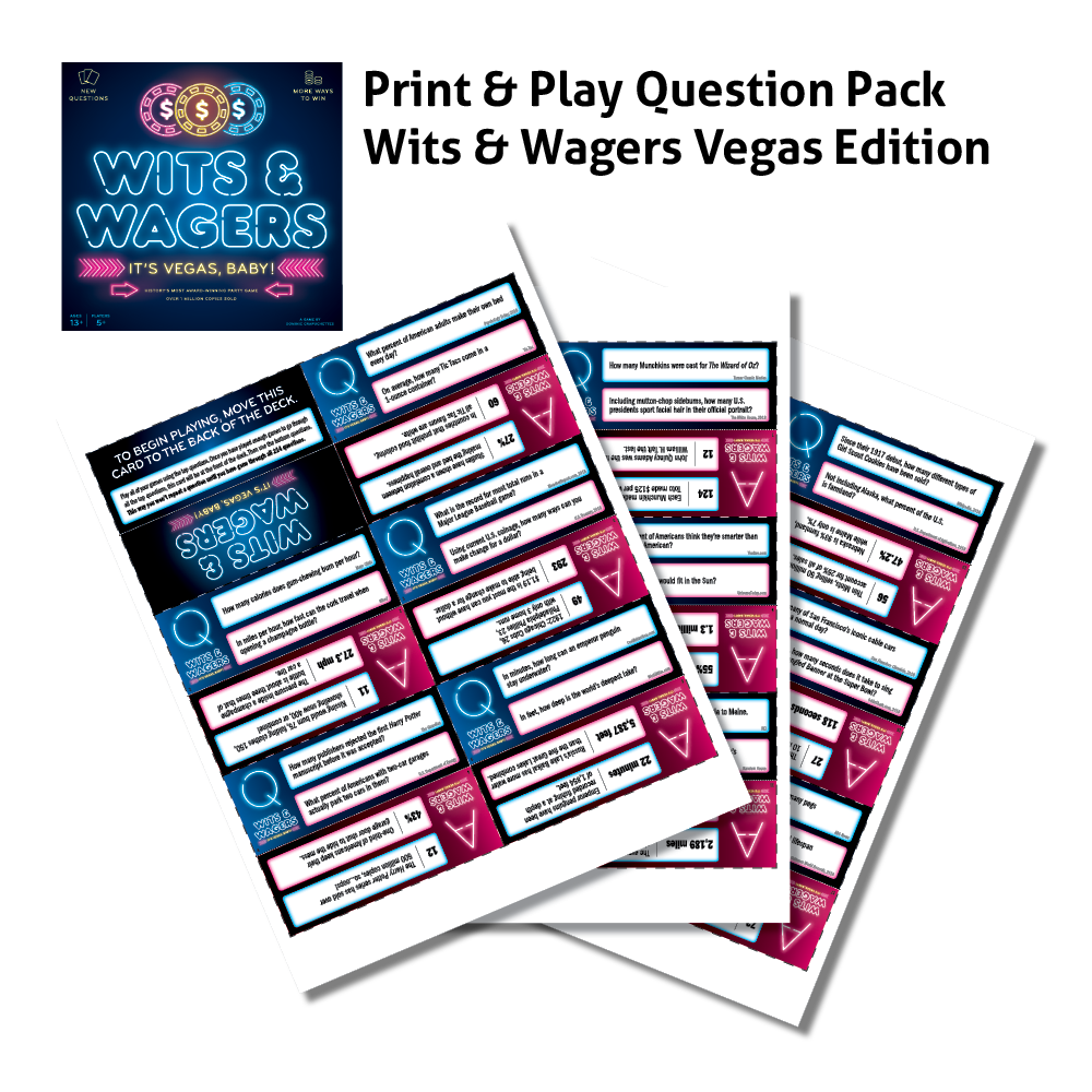 Wits & Wagers Vegas Question Cards Print & Play.