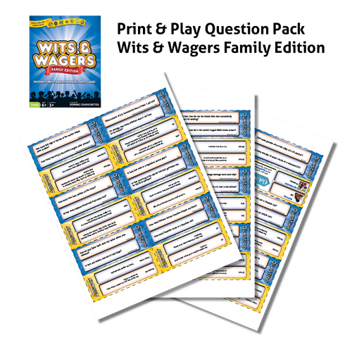 Wits & Wagers Family Question Cards Print & Play.